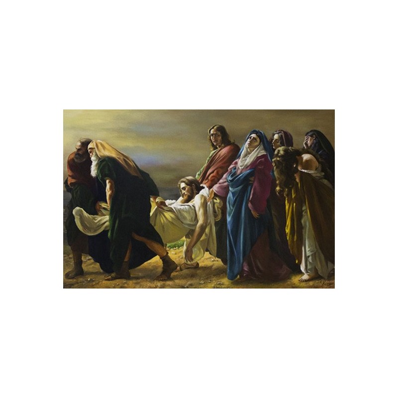  Obraz ręcznie malowany 60x90 cm Przeniesienie Jezusa do grobu Antonio Ciseri