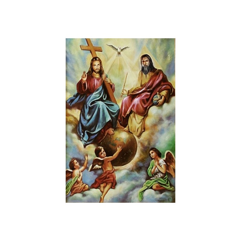  Obraz ręcznie malowany religijny 60x90cm Święta Trójca