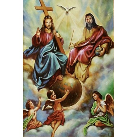  Obraz ręcznie malowany religijny 60x90cm Święta Trójca