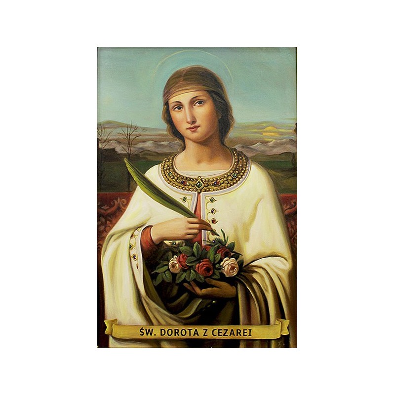  Obraz ręcznie malowany 60x90 cm Św. Dorota z Cezarei