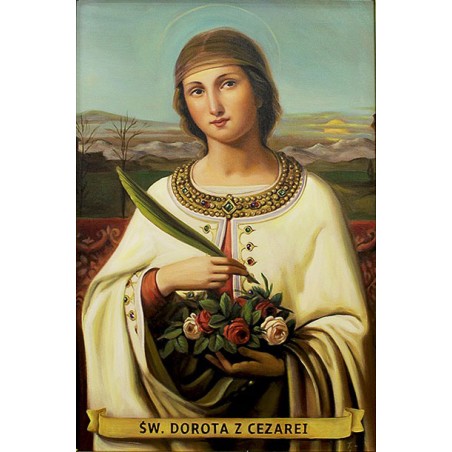  Obraz ręcznie malowany 60x90 cm Św. Dorota z Cezarei