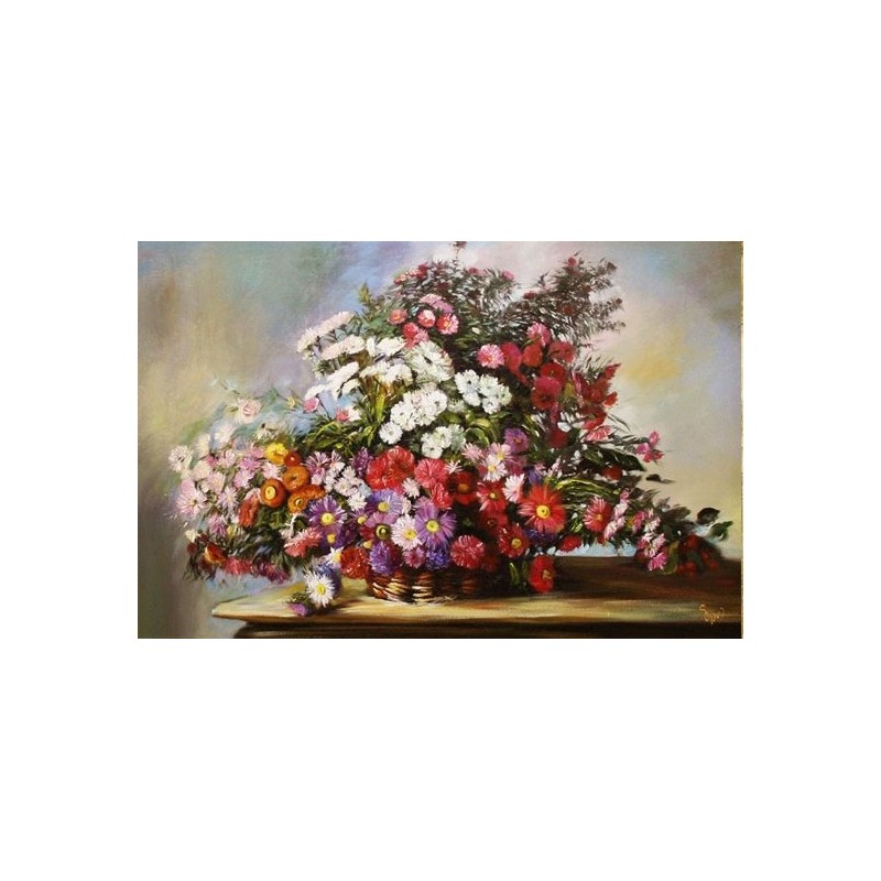  Obraz olejny ręcznie malowany Kwiaty 60x90cm