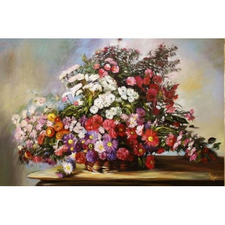 Obraz olejny ręcznie malowany Kwiaty 60x90cm