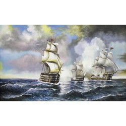  Obraz ręcznie malowany 90x140cm Iwan Ajwazowski Bryg Mercury Atakowany Przez Dwa Tureckie Okręty