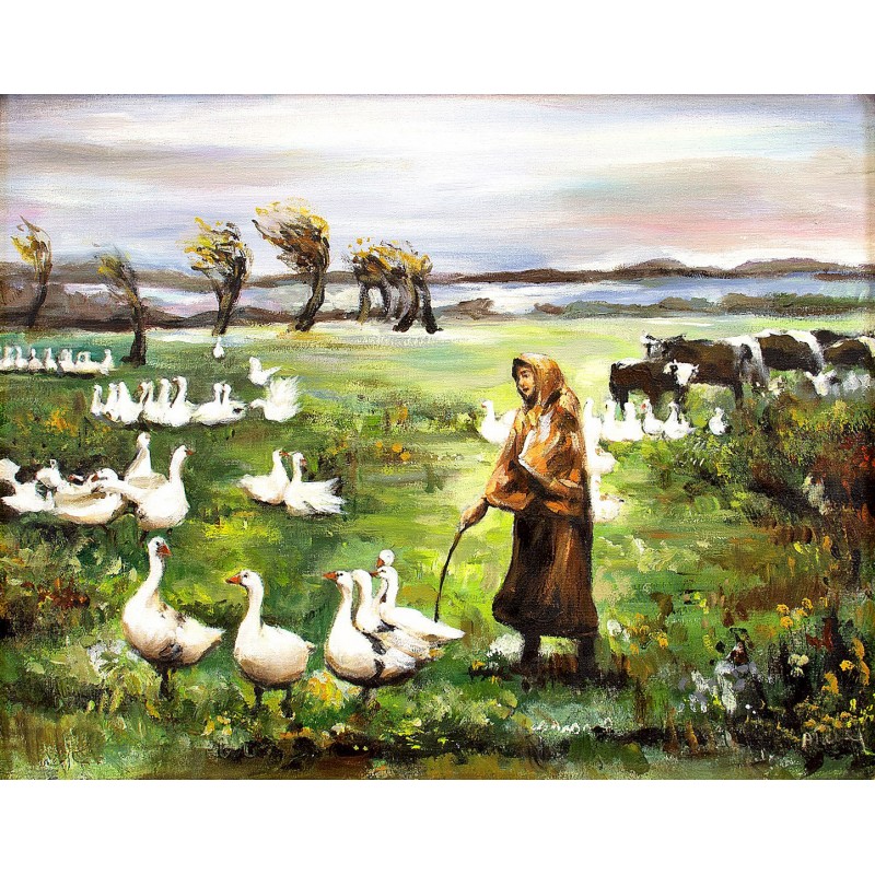  Obraz ręcznie malowany 40x50cm Teodor Axentowicz Gęsiarka