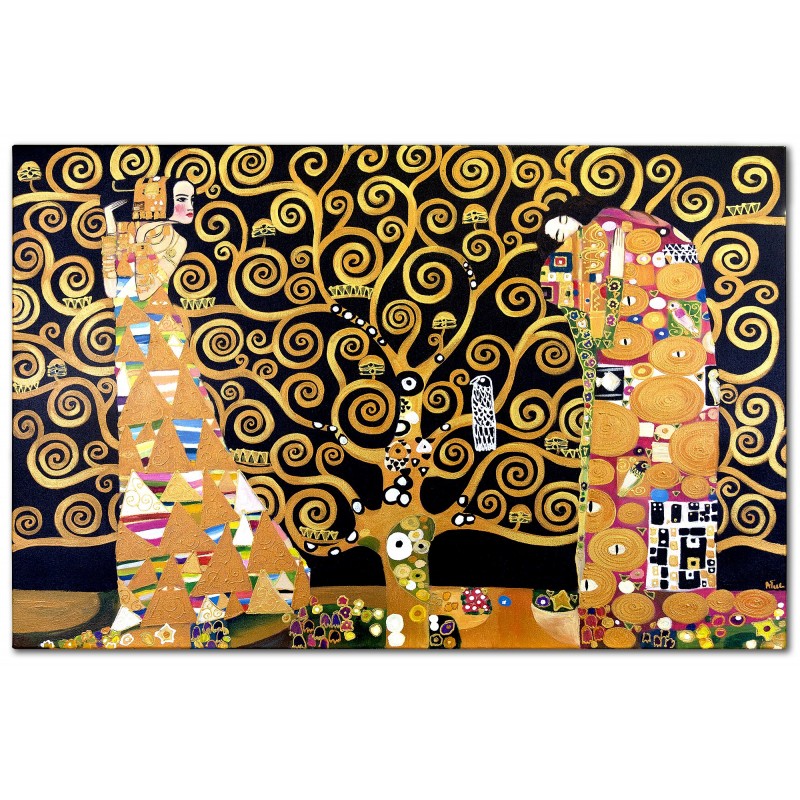  Obraz malowany Gustav Klimt Drzewo Życia złote czarne tło