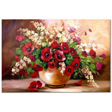  Obraz malowany Kwiaty w donicy 120x180cm