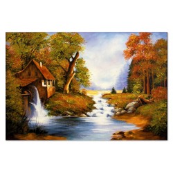Obraz ręcznie malowany Leśny potok 120x180cm