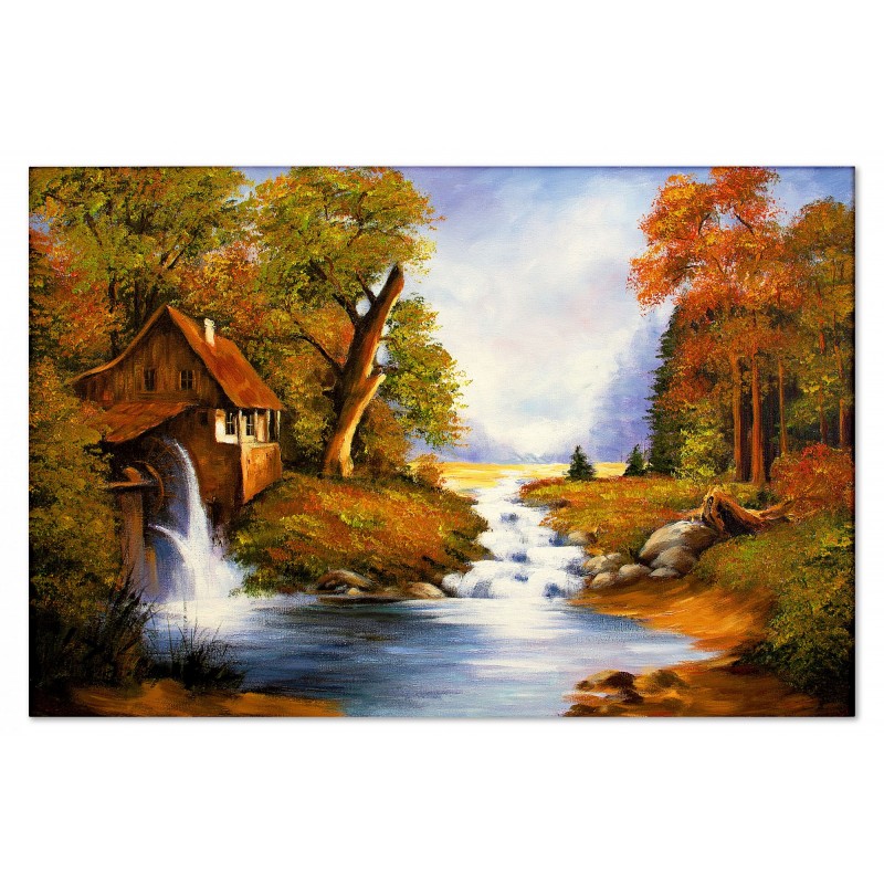 Obraz ręcznie malowany Leśny potok 120x180cm