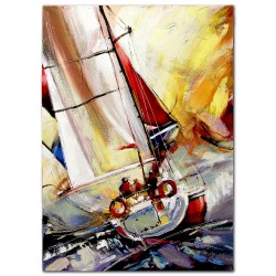 Obraz olejny ręcznie malowany statek na morzu 125x200cm