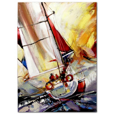  Obraz olejny ręcznie malowany statek na morzu 125x200cm