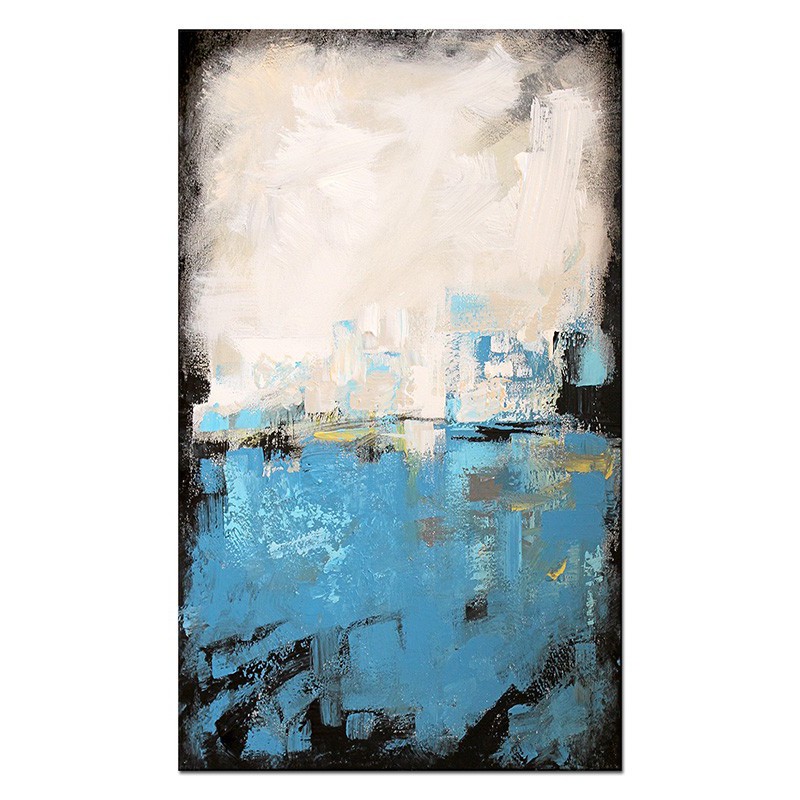  Obraz olejny ręcznie malowany 115x195cm Biel i błękit