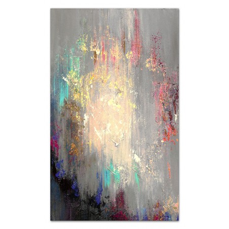  Obraz olejny ręcznie malowany 115x195cm Złoto i tęcza