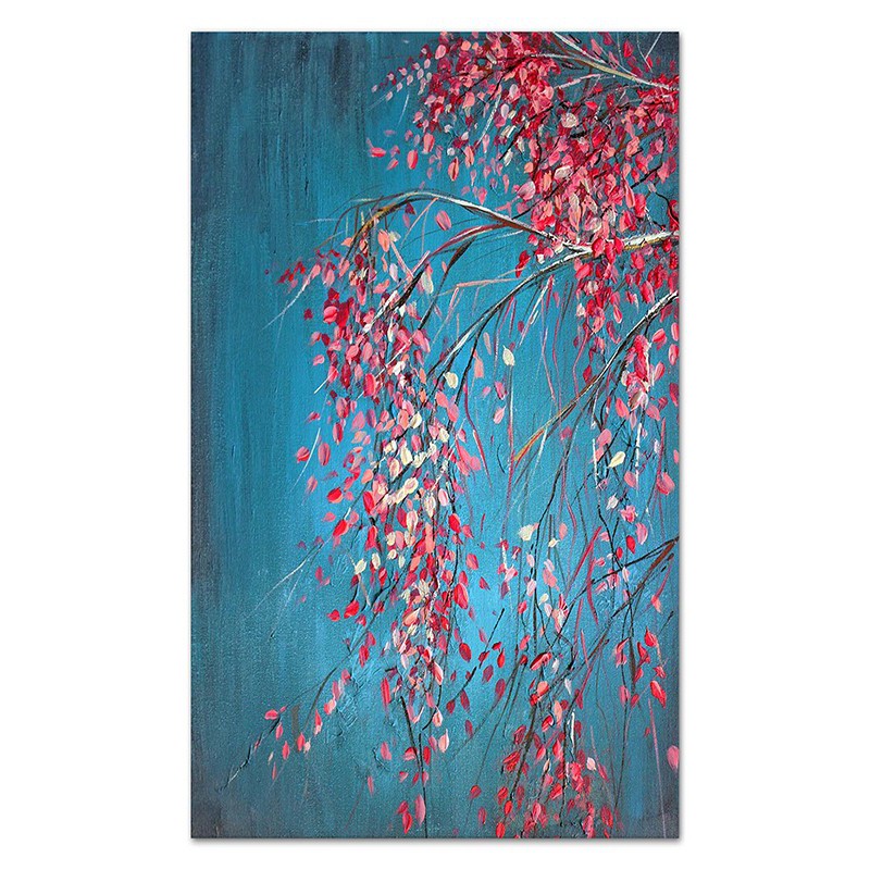  Obraz olejny ręcznie malowany 115x195cm Kwitnące różowe drzewo