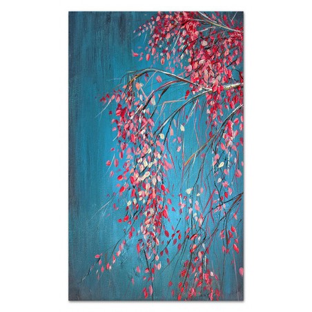  Obraz olejny ręcznie malowany 115x195cm Kwitnące różowe drzewo