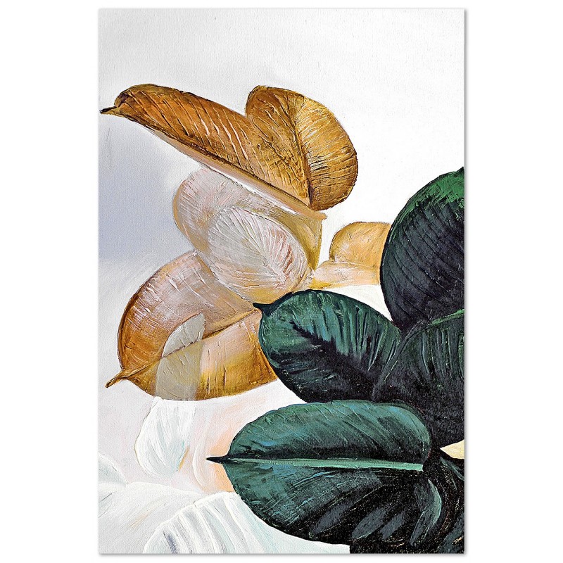 Obraz olejny ręcznie malowany 115x195cm Złote i zielone liście