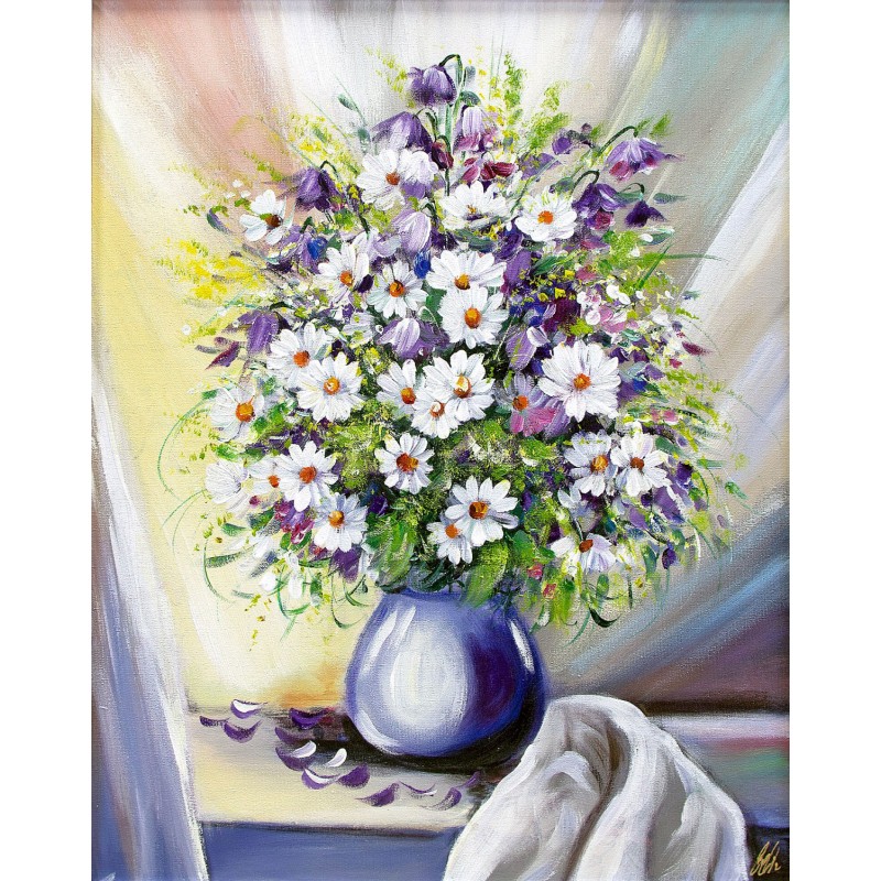  Obraz olejny ręcznie malowany Kwiaty 40x50cm