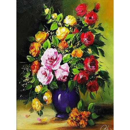  Obraz olejny ręcznie malowany 30x40cm Bukiet z kolorowego ogrodu