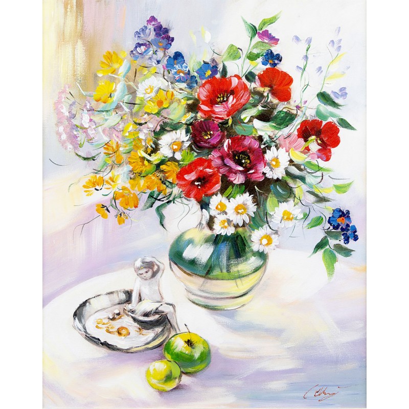  Obraz olejny ręcznie malowany Kwiaty 40x50cm