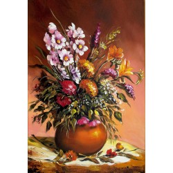 Obraz ręcznie malowany Polne kwiaty w glinianym wazonie 80x120cm