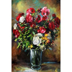  Obraz olejny ręcznie malowany Kwiaty 60x90cm