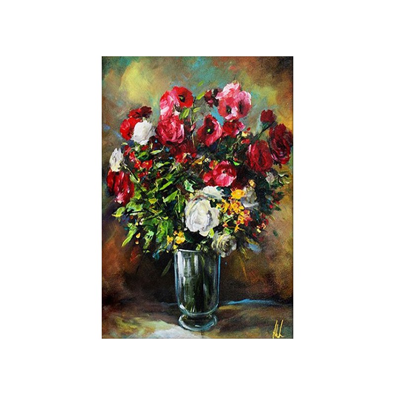  Obraz olejny ręcznie malowany Kwiaty 60x90cm