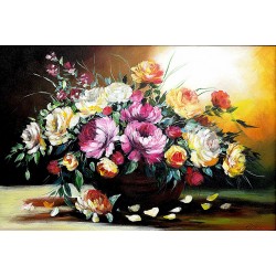  Obraz olejny ręcznie malowany Kwiaty 60x90cm