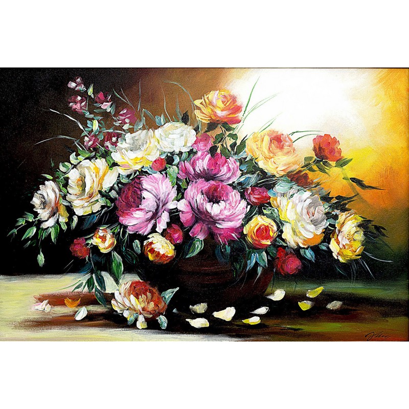  Obraz olejny ręcznie malowany Kwiaty 60x90cm