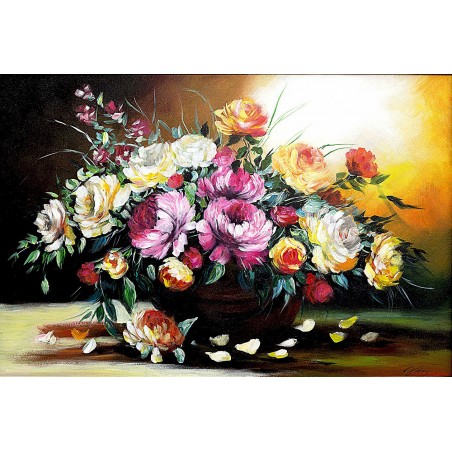  Obraz olejny ręcznie malowany Kwiaty 60x90cm