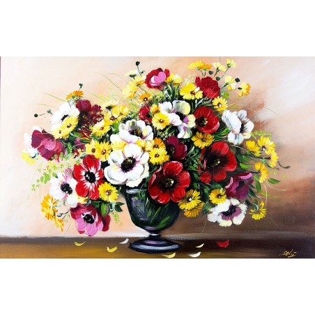  Obraz olejny ręcznie malowany Kwiaty 60x90cm