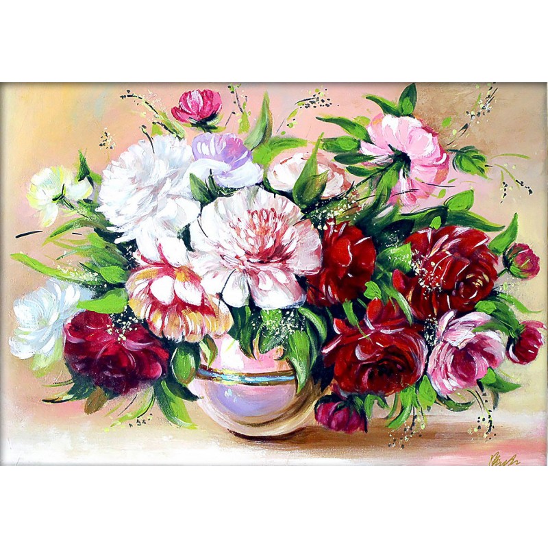  Obraz olejny ręcznie malowany Bukiet kwiatów 50x70cm