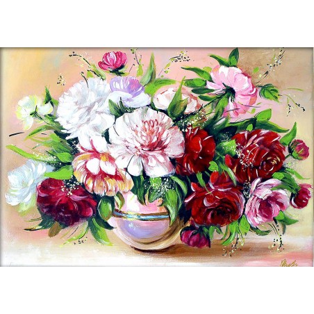  Obraz olejny ręcznie malowany Bukiet kwiatów 50x70cm