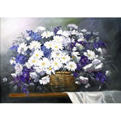  Obraz olejny ręcznie malowany Kwiaty 50x70cm