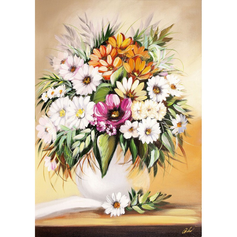  Obraz olejny ręcznie malowany Kwiaty 50x70cm