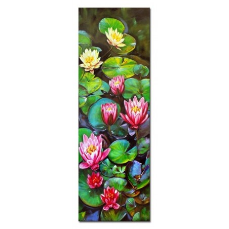 Obraz olejny ręcznie malowany Kwiaty 50x150cm