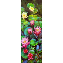  Obraz olejny ręcznie malowany Kwiaty 50x150cm