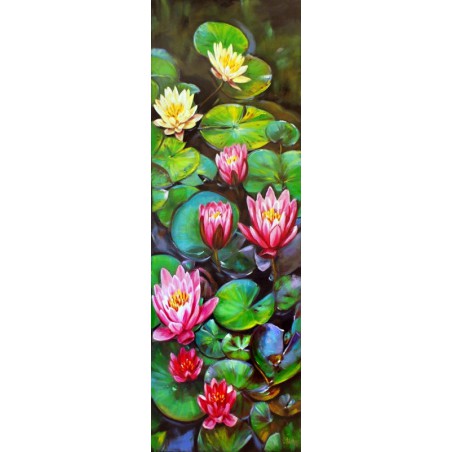  Obraz olejny ręcznie malowany Kwiaty 50x150cm