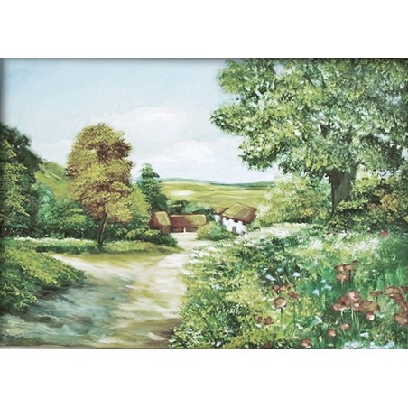  Obraz olejny ręcznie malowany 50x70cm Pejzaż w polną dróżką