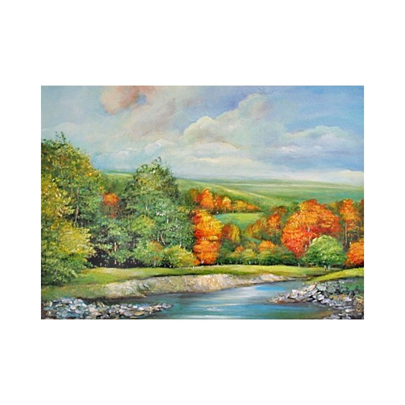  Obraz olejny ręcznie malowany 50x70cm Pejzaż z zielomi drzewami