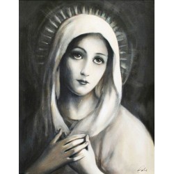  Obraz ręcznie malowany Dziewica Maryja czarno biały