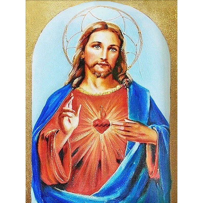  Obraz ręcznie malowany z Jezusem Chrystusem Miłosiernego Serca 40x50 cm