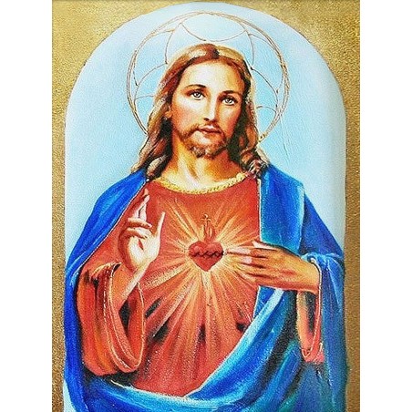  Obraz ręcznie malowany z Jezusem Chrystusem Miłosiernego Serca 40x50 cm