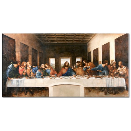  Obraz olejny ręcznie malowany na płótnie 75x150cm Leonardo da Vinci Ostatnia Wieczerza kopia