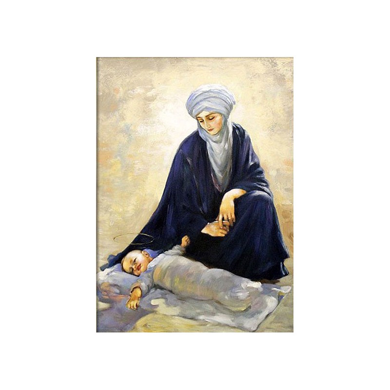  Obraz ręcznie malowany 50x70cm Albert Aublet Sen Dzieciątka na pustyni