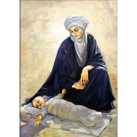  Obraz ręcznie malowany 50x70cm Albert Aublet Sen Dzieciątka na pustyni