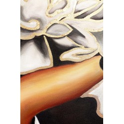  Obraz malowany Kobieta w kwiatach na głowie 100x100cm