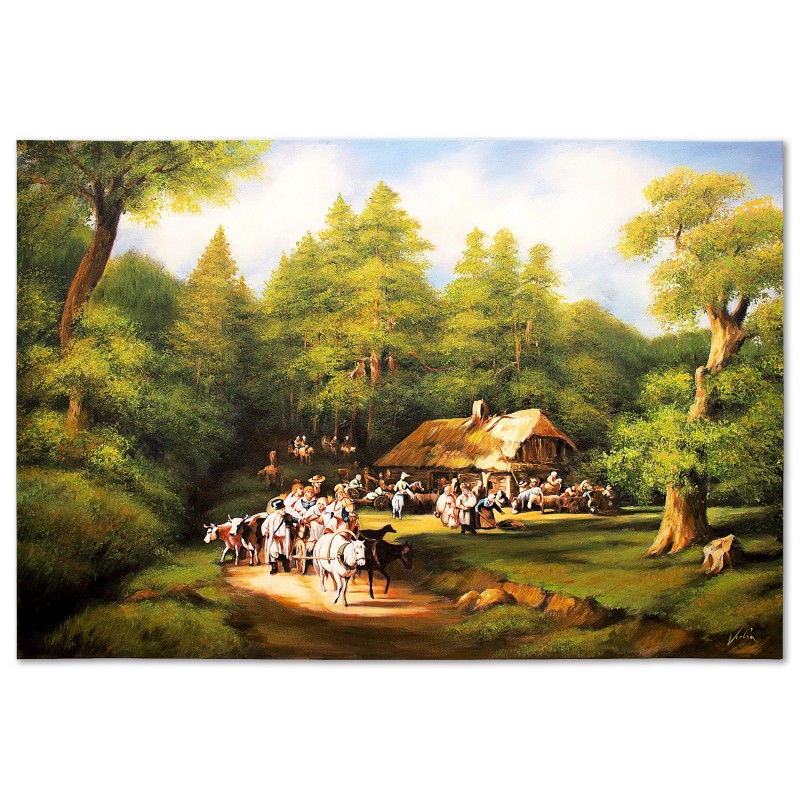  Obraz malowany Jan Feliks Piwarski Karczma ostatni grosz 80x120cm
