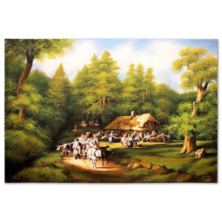  Obraz malowany Jan Feliks Piwarski Karczma ostatni grosz 80x120cm