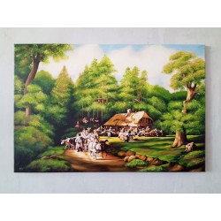  Obraz malowany Jan Feliks Piwarski Karczma ostatni grosz 80x120cm