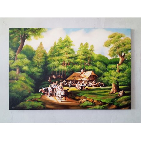  Obraz malowany Jan Feliks Piwarski Karczma ostatni grosz 80x120cm